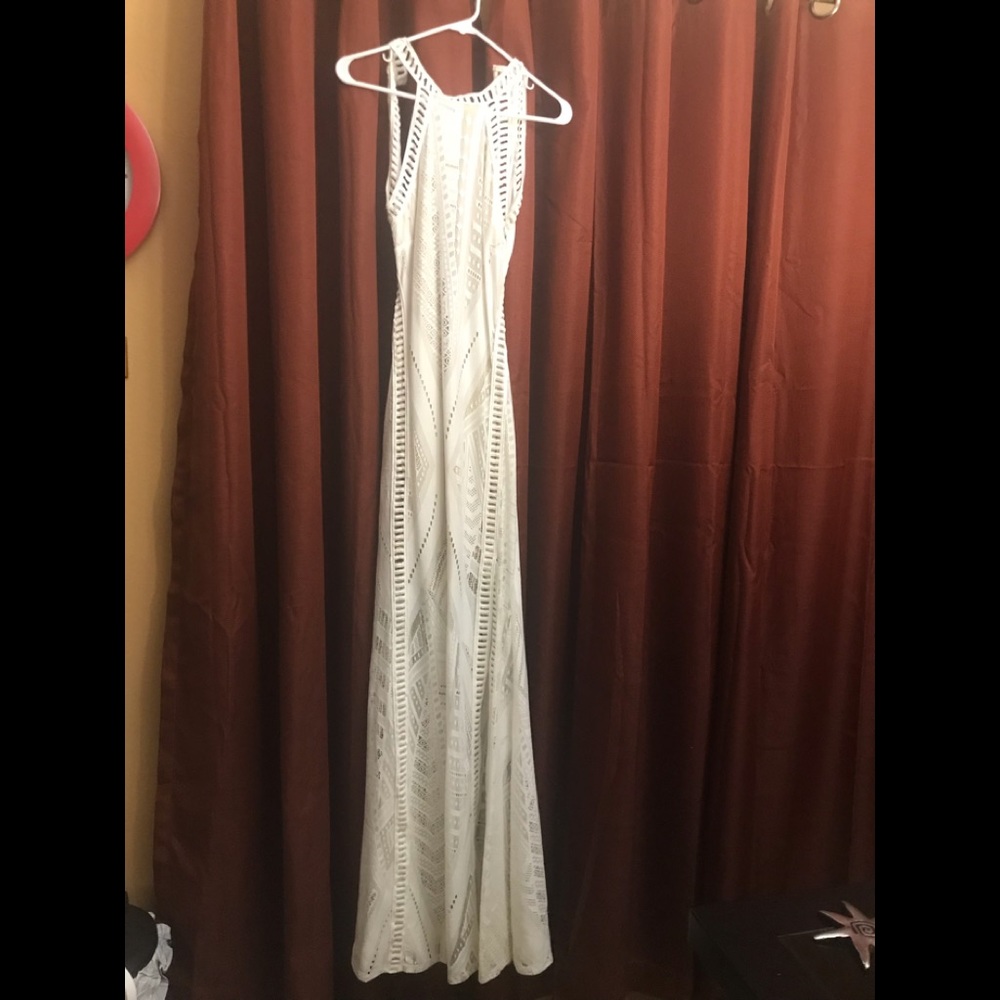 NWT long dress with illusion mini slip Underneath